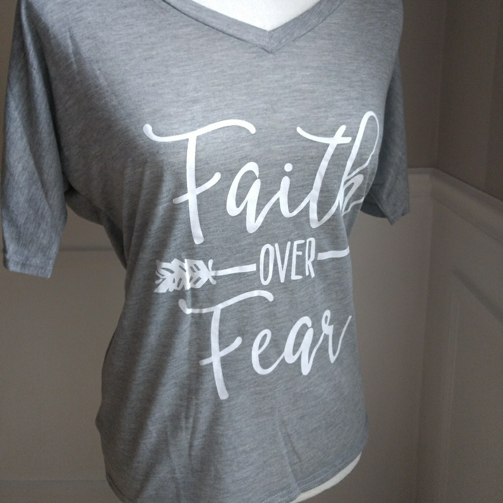 New v-neck Whimsical Faith over fear t-shirt - Picture 4 of 4